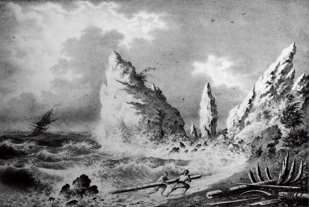 Берег в Симеизе. Рисунок Федора Гросса, 1840-е годы